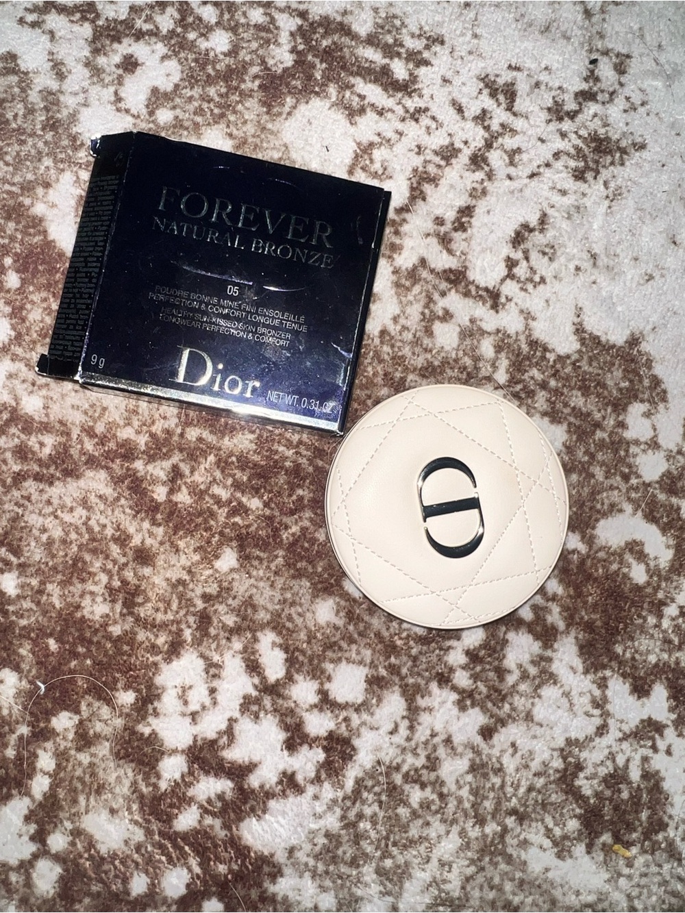 Dior Quilted Compact Case with Black Box - Cream & Black